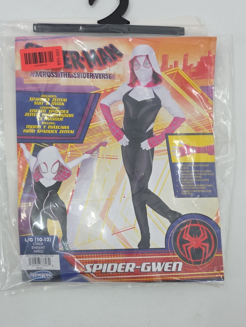 Spider Gwen Kids Superhero Hooded Jumpsuit in White, Black and Pink Size L - Picture 16 of 16